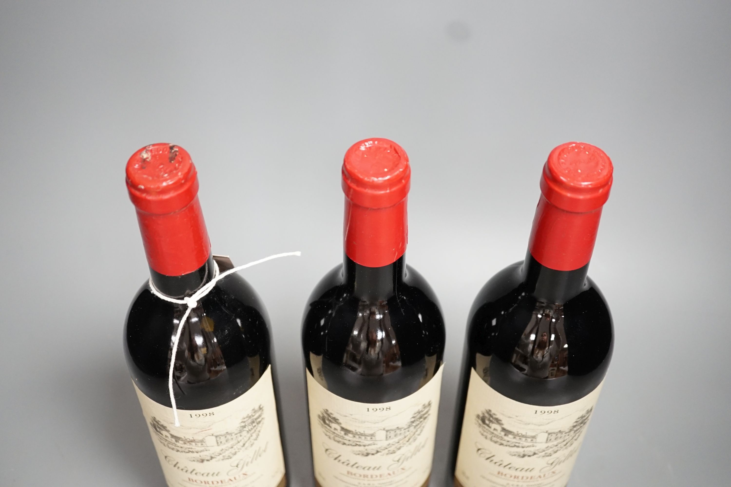 Three bottles of Chateau Gillet, 1998